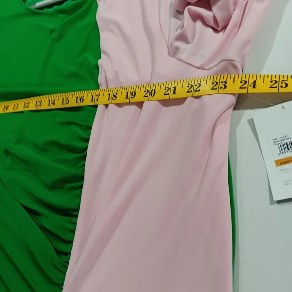 Kasper Women's (Size 3X)  Green/Pink Colorblock Knee-Length Sheath Dress (NWT) - Picture 11 of 14